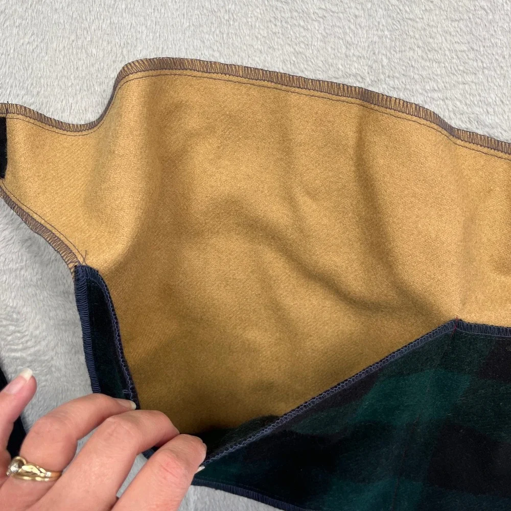 Handmade Wool Half Apron Tan Green Black Buffalo Plaid Colorblock Rustic